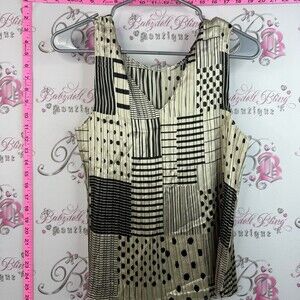 Jaipur tank top pleated dotted Black & Cream Patterned Pleated Camisole